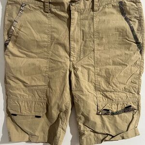 Men's Khaki Cargo Shorts - Realtree Camo Trim